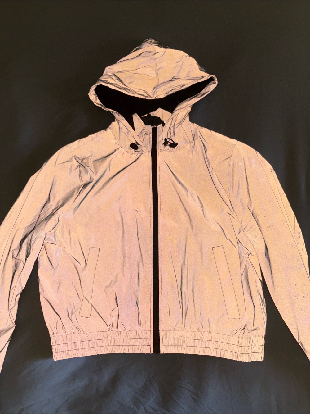 Forever 21 Silver Reflective Elastic Waist Pants AND matching zip up jacket